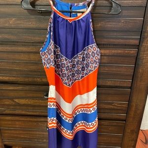 Banana republic dress, orange blue and white, size 0 petite
